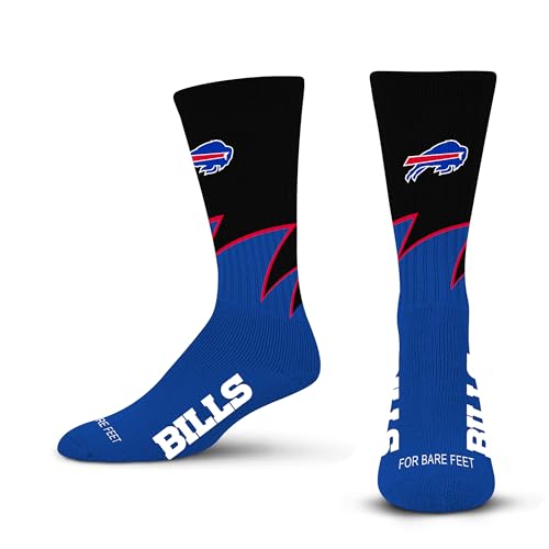 NFL Youth Black Wave Crew Socks - Buffalo Bills - One Size