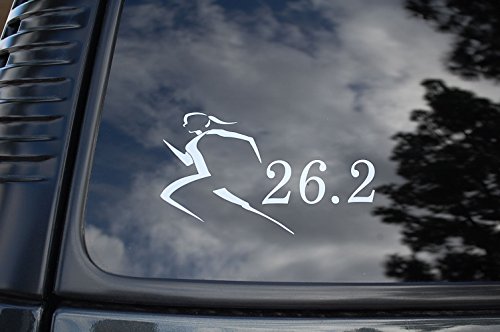 26.2 Marathon Girl Vinyl Decal - Running Sticker - 6.25" x 3.75" White