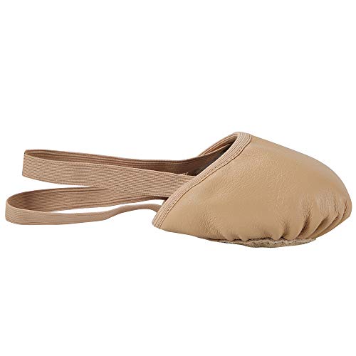 Linodes Leather Pirouette Half Sole Jazz Dance Shoes for Women & Girls - X-Small, Tan