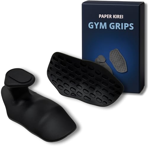 Paper Kirei Black Workout Grips – Non-Slip Gym Hand Grips for Deadlifts, Rows, lifting & Weight Grip Pads