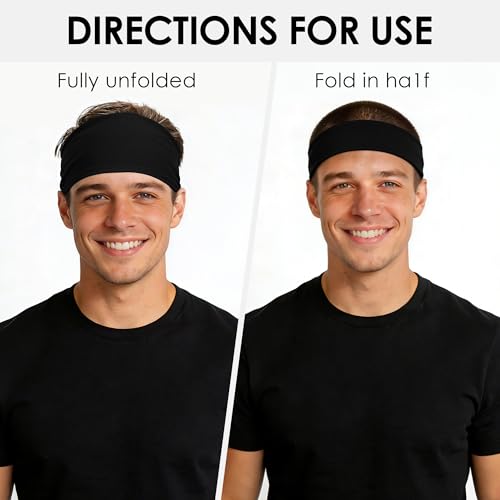 Men's Sweat Absorbent Running Headbands - 7 Pack Black