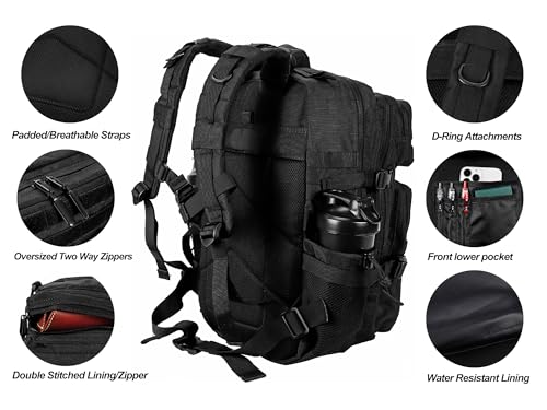 45L Military Tactical Backpack with Molle System - Black