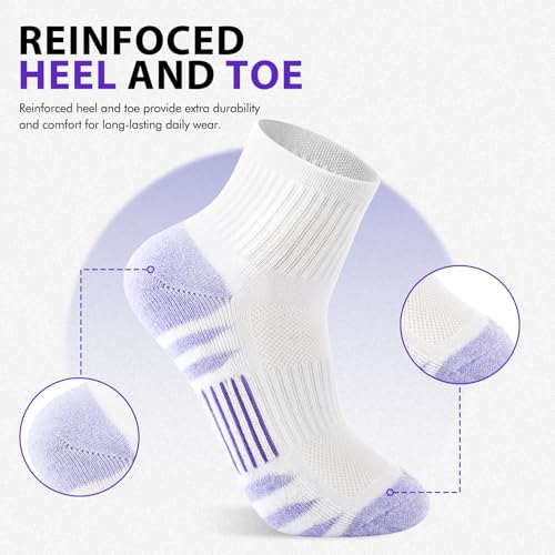Ipletix Ankle Socks for Women 6-8 Pairs Multicolor Athletic Running Socks