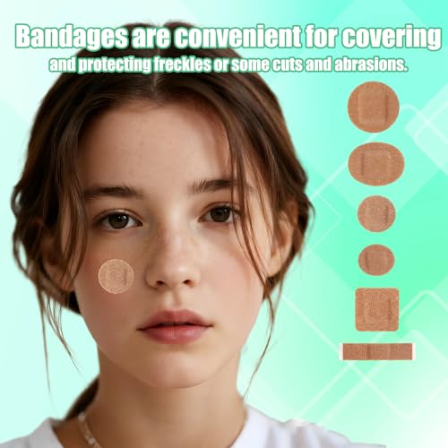 Sinbana 120 Pcs Small Adhesive Bandages Set, 6 Shapes – Round, Oval, Square for Face & Minor Wounds