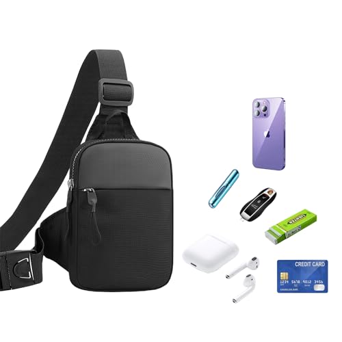 Water Resistant Crossbody Sling Bag with Dual Pockets - Black