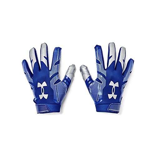 Under Armour F8 Football Gloves - Men's, Royal/Metallic Silver, Large