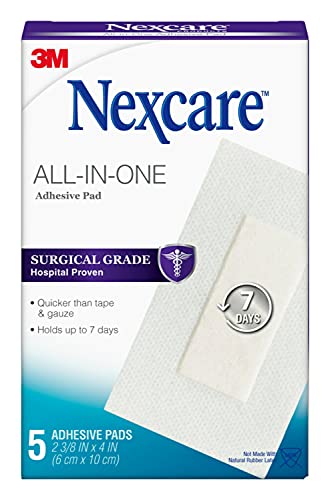 All-in-One Adhesive Wound Dressing Pads, 2.375 x 4 Inch, 5 Count