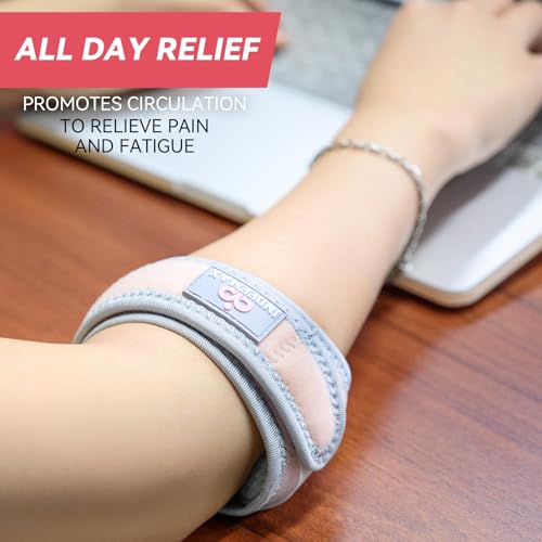 INDEEMAX Pink One Size 2-Pack Tennis Elbow Brace for Tendonitis & Golfers Elbow Support