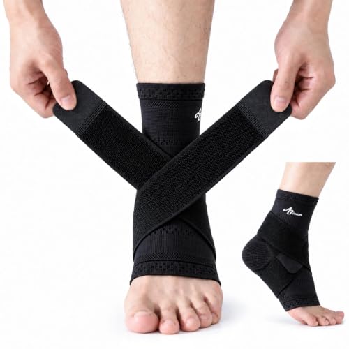 ABIRAM Ankle Brace Compression Sleeve with Adjustable Strap – Black XX-Large