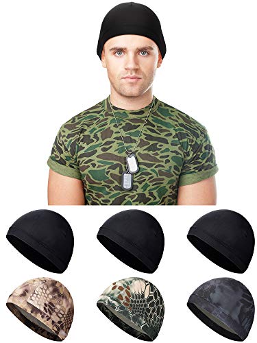 Men's Cooling Skull Cap - Sweat Wicking - Medium Black & Camouflage