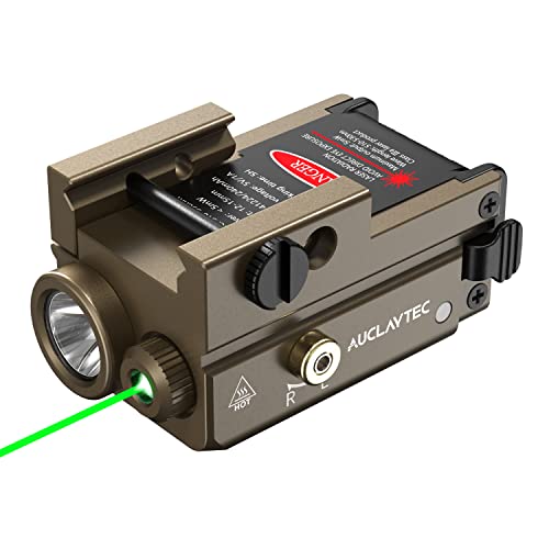 Pistol Flashlight Green Laser Combo 420 Lumens Pistol Light Recharge Tatical Flashlight Fits for Picatinny MIL-STD-1913 Rail, Fits for Glock (with Built-in Battery)