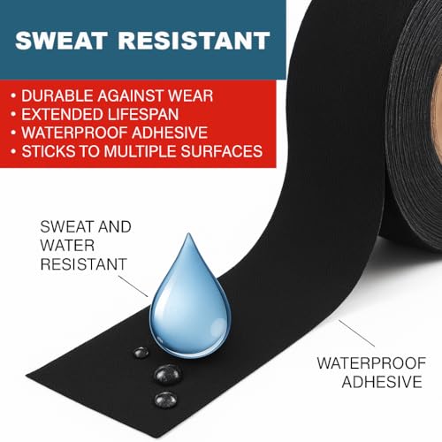 Grip Tape 2 Pack - Sweat Resistant Cloth Tape for Sports & Tools - Black