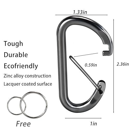Heavy Duty Self-Locking Carabiner Clip - 2.36 in Gunmetal Grey
