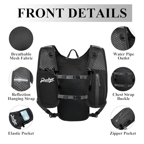 Lightweight Hydration Running Vest for Men & Women - Black