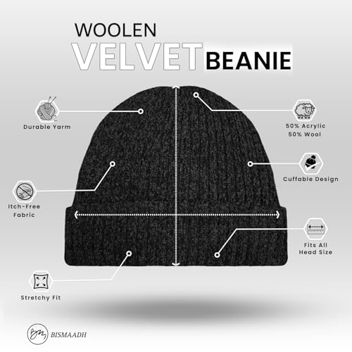 Winter Cuffed Beanie - Fleece-Lined, Soft & Warm - Black