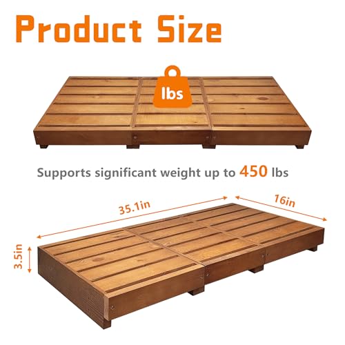Wooden Step Stool with Non-Slip Pads - 35” Outdoor Height - Oak