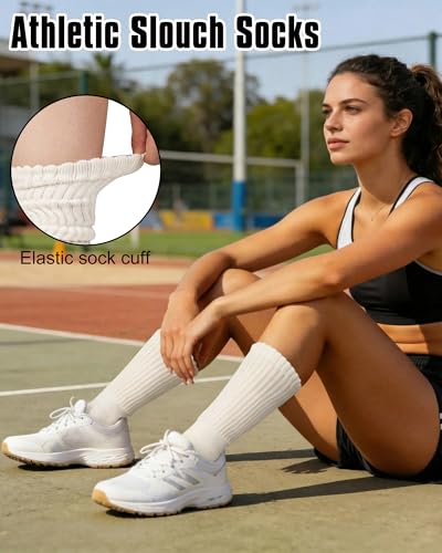 Slouchy Boot Scrunch Socks for Women - 4 Pairs B-Beige Khaki Caramel Dark Grey
