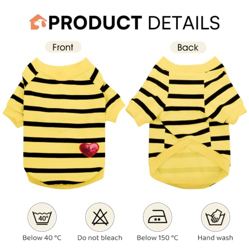 Striped Dog T-Shirt for Small Dogs - Yellow - Small
