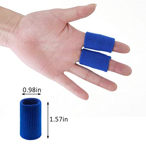 20 Pcs Elastic Sport Finger Sleeves Protectors - Blue & Black