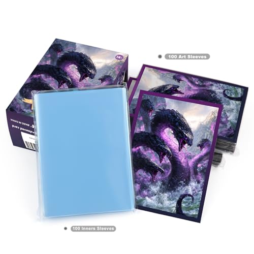 Katomula 100 MTG Card Sleeves with Inner Sleeves - Textured Back, Standard Size, Nightmare Hydra Theme