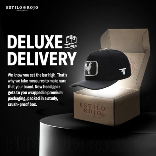 Ferreti Premium Black Baseball Cap with Rooster Metal Plate Adjustable Hat