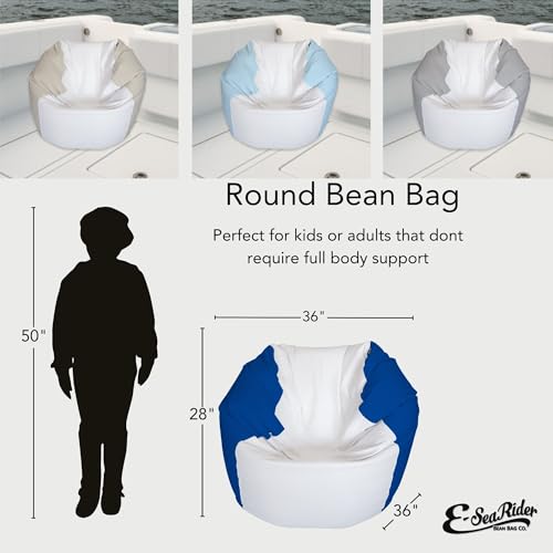 Marine Beanbag Chair - Medium, White/Navy - E-SeaRider