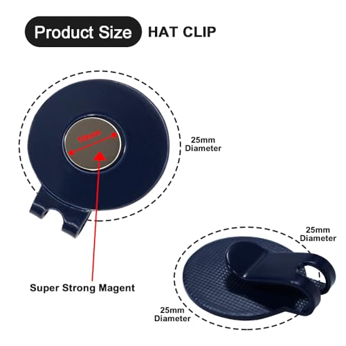 Magnetic Golf Hat Clip Ball Marker Holder - 2 Pack - Dark Blue