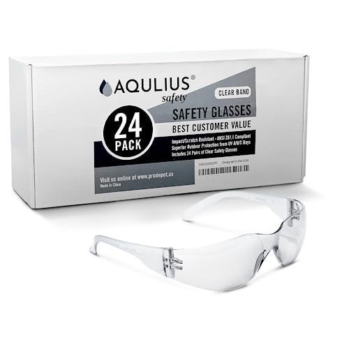 Aqulius Safety Glasses - 24 Pack, Clear Frame - Anti-Fog Protective Eyewear with Side Shields for Men & Women - Over Eyeglasses Eye Protection for Shooting & Construction