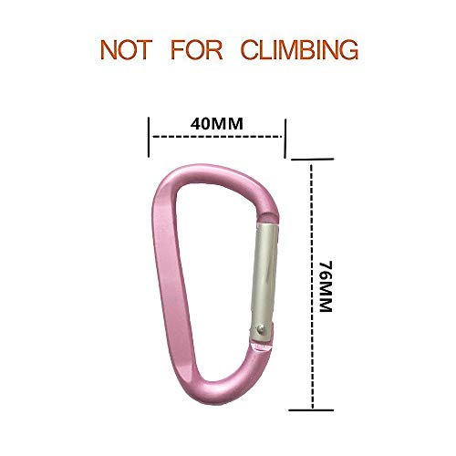 3" Aluminum D-Ring Carabiner Clip Keychain - 2pcs Pink