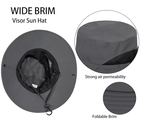 Wide Brim Sun Hat for Men & Women - Medium Dark Grey