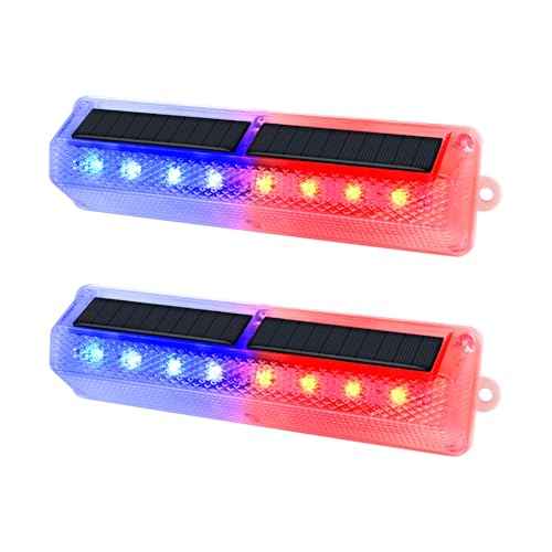 Aolyty Solar Warning Light, Bright Red and Blue Light Flashing Alternately Waterproof Emergency Caution Light for Construction Site, Dock, Guardrails, Driveway, Beacon (Red & Blue)