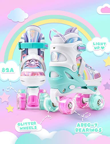 Adjustable Rainbow Unicorn Roller Skates for Kids 3-12