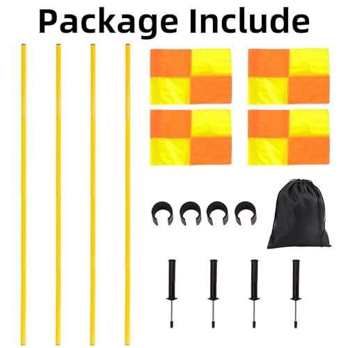 Soccer Corner Flags Set of 4 - Adjustable Height 5FT Training Poles