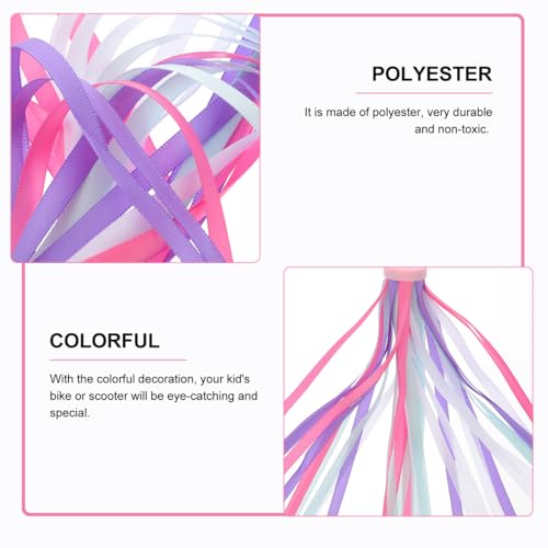 Bicycle Handlebar Streamers - Pink & Purple Polyester Ribbons