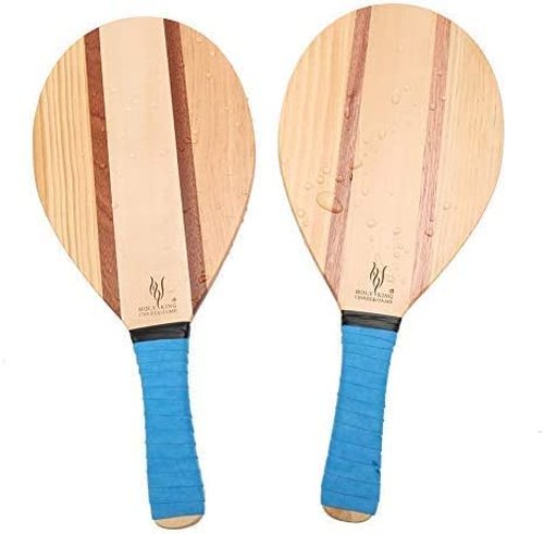 Holyking Beach Paddle Ball Set, Wooden Tennis Racket Come with 2 Paddles, 2 Balls & Carry Bag