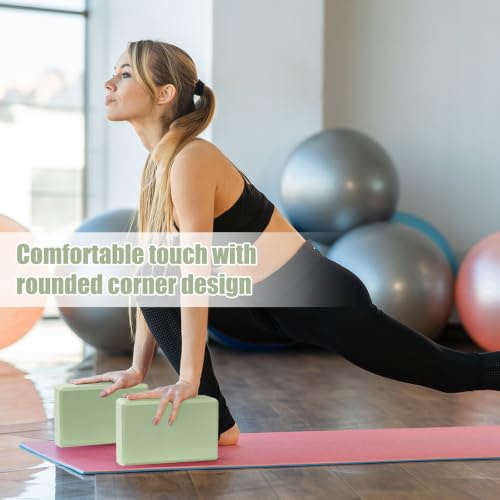 Yoga Block Set - 2 Pcs Soft Non-Slip EVA Foam - Pale Green