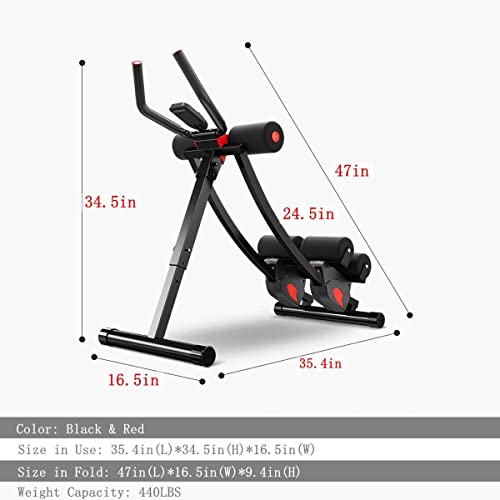 Height Adjustable Ab Machine - Foldable Home Gym Equipment