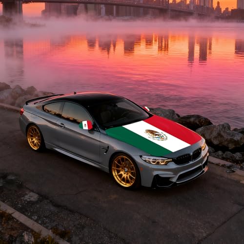 Mexico Flag Car Hood & Mirror Cover Set - Universal Fit
