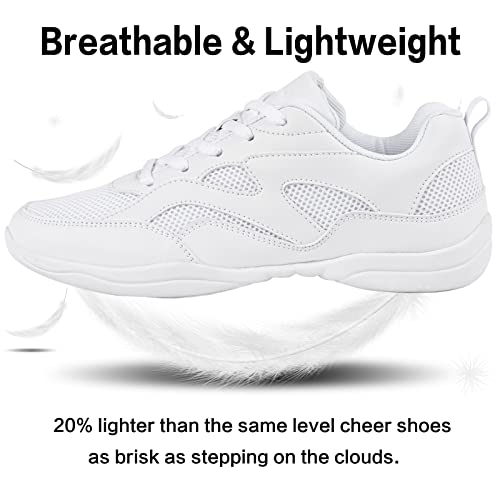 Youth Girls Cheer Shoes - White Cheerleading Athletic Sneakers