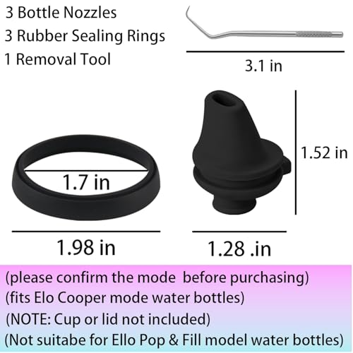 3-Pack Water Bottle Gasket Replacement for Ello Cooper Travel Tumblers
