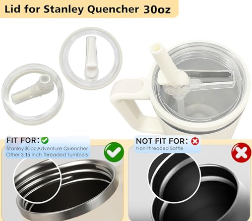 30oz Detachable Flip Straw Lid Replacement - 2 Pack, White