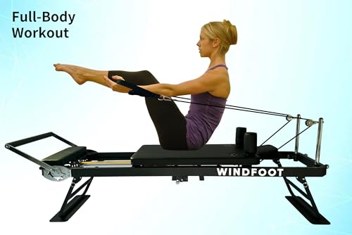 Pilates Reformer Machine with Jump Board - Foldable, Black