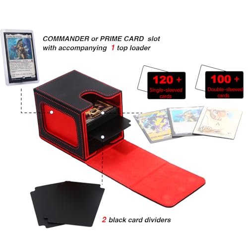 Card Deck Box for 100 Double Sleeved Cards - MTG & TCG Storage with Dividers