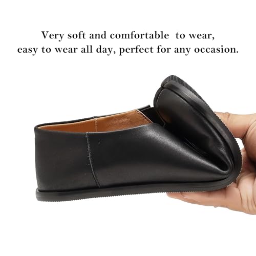 UBWDU Split Toe Shoes Tabi Flats for Women Wide Width, Black 8.5