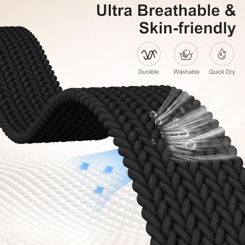 Stretchy Braided Watch Band for Fitbit Sense/Versa 3/4, Soft Elastic Strap for Men & Women