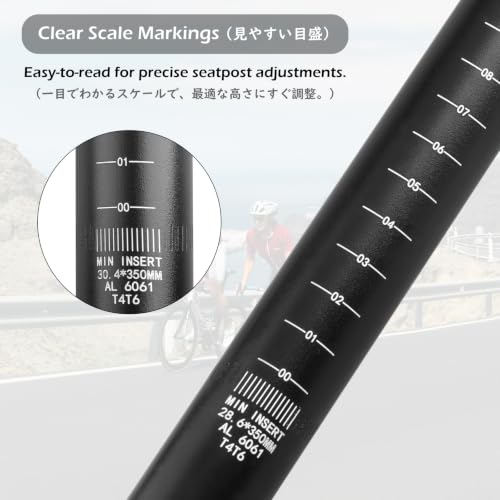 Aluminum Bike Seat Post 27.2mm - 350mm Length, Lightweight Alloy