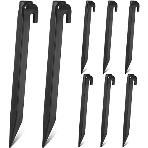 9 Inch Plastic Inflatable Tent Stakes - 8 Pack, Black