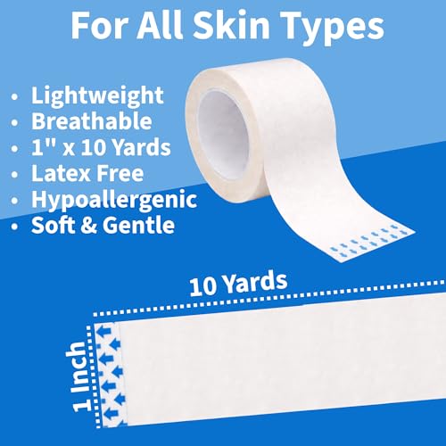 Microporous Medical Tape - 1 in x 10 yd, 6 Rolls - Hypoallergenic & Latex-Free