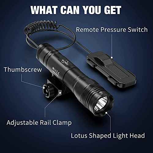 Light Laser Combo for Rifle Tactical Rifle Flashlight with Pressure Switch - 1250 Lumens IPX66 Protection, Rail Mounted Light for Outdoor Use
