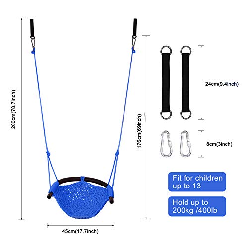 JKsmart Blue Kids Swing Seat 1 Pack Heavy Duty Rope Play Set Indoor Outdoor